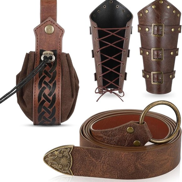 Other - Medieval Viking Belt Faux Leather Arm Guards Renaissance Accessories Viking Leat